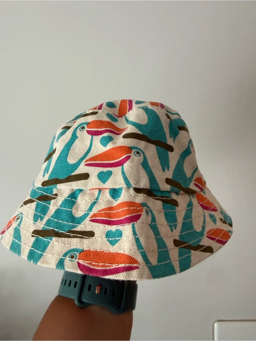 Bungalow 360 Kids Teal & Orange Toucan Bucket Hat 100% cotton